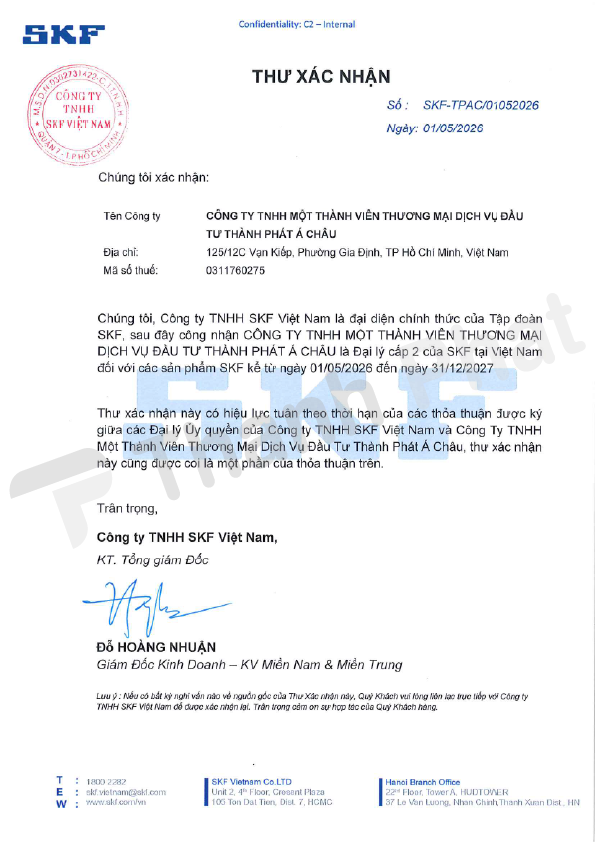 Giấy đại lý vòng bi SKF tại Việt Nam