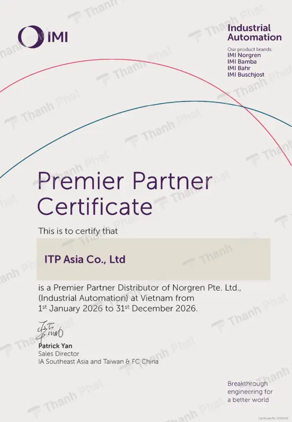 Chứng nhận đại lý Norgren chính hãng ITP ASIA